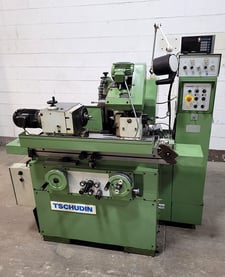 11.8" x 13.4" Tschudin #HTG310, universal cylindrical grinders, 14" dia. x 2" W x 5" bore wheel, #5MT, 50-500