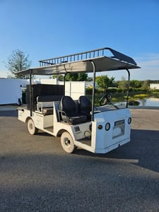 Taylor Dunn #B5-440-48, industrial utility cart, 4 passanger, rook rack, 6" Wilton vise & mount, 2017