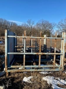 Lumber Rack, LOT of 3, 54" width x 90" L x 67" H, 47" width ID, 2 legs 2 casters, 1 side swings