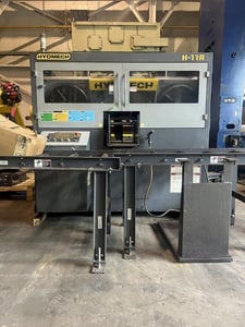 11" x 13" Hyd-Mech #H-11A, prog automatic horizontal band saw, 120" x 26" roller exit table, TS-50