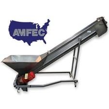 12" diameter x 10' long, AFC #150, Incline Screw Conveyor, Stainless Steel, 29.5" x 40" hopper, 35° incline