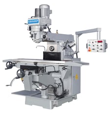 Sharp #VH-25, Vertical/Horizontal Milling Machine, 10" x 56" Work Table, 36" L x 16.5" width Travel, 17.5"
