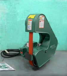 2" x 60" Burr King #760, 3-Wheel Belt Grinder, Single Speed, 7" x 2" Contact Wheel, 8.9" Throat Clearance, 2"