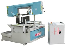 14" KMT #H-5-SA, Swivel Head Semi-Automatic Double Miter Band Saw, 20.25" Vise Opening, 60-360 FPM, 167" x