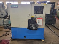 4.33" Tsune #TK5C, cnc cold saw, 14" diameter carbide, 16.5" diameter HSS blade, bar feed 24" stroke, w/ cnc