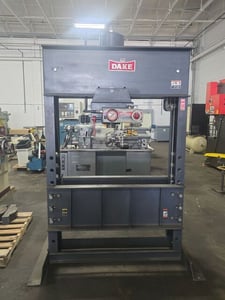 Image for 150 Ton, Dake #906650, H-Frame Shop Press 6-650 w/Air-Hydraulic Powered, 90-125 psi, 48" width Bet. Uprights, 12.25" width Bet. Table Channels, 16" Ram, 21-7/8" Horiz. Workhead