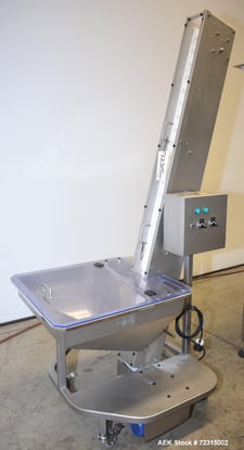 4.5" wide, CVC #CVC1101, Cleated Belt Conveyor, Capacity Feeder, 4.5" belt, hopper w/ cover, 85.25" discharge