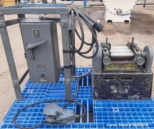 2.5" x 7 Douglas Aircraft #3-Roll Mill, 2-1/2" dia x 7" face mild steel rolls, manual spacing, 0.75 HP, 1725