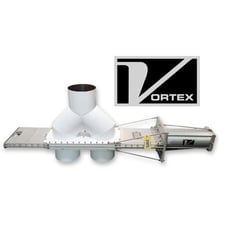 12" Salina Vortex #DR12-2CS-MG-PET, wye line 2-way pneumatic diverter valve, 34" pipe length