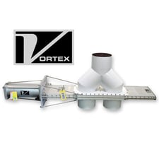 12" Salina Vortex #DR12-2CS-MG-PET, wye line pneumatic diverter valve, 34" pipe length