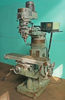 Supermax #YCM, vertical mill, 34" X, 12" Y, 16" Z, 9" x42" table, EQS #30, 2 HP, 60-4200 RPM, Mitutoyo