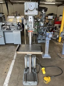 15" Clausing #1769, Sgl Spindle Drill Press, Floor Type, variable speed, Reversing Foot Pedal, 7.5" throat