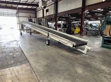 42" wide x 35' long, Bau-Man #194240575/3/60, incline flatbelt in-feed conveyor, 3 HP motor, 2018
