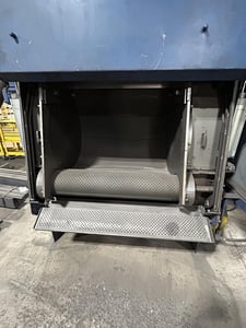 7 cu.ft. Wheelabrator #TMR-07-1-25, rubber belt tumblast, 25 HP direct drive EZFIT blast wheel, 2016