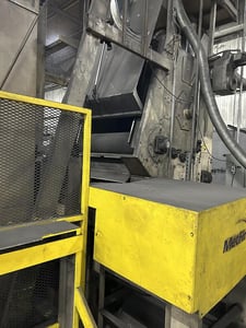 22 cu.ft. Metfin, rubber belt tumblast, 30 HP large direct drive wheel, shaker unloader & loading system