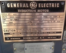 800 HP 900 RPM General Electric, Frame 8311S, weather protected enclosure type 2, S/B, 2300/4000 Volts (4