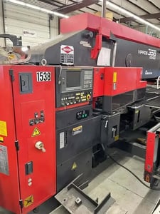 33 Ton, Amada #Vipros-358-King-II, turret punch, 58 station, 55" x 157" max sheet, 1.57" stroke, Fanuc 18-P