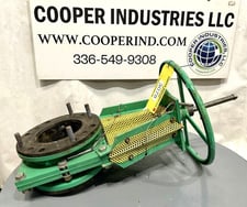 8" Clarkson, manual knife gate valve, Carbon steel constructin w/gum rubber lining, 150 psi, unused