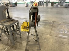 1" x 42" Burr King #562, 3-wheel belt sander, 5-1/2" throat clearance, 1/2 HP, base, pedestal