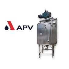 400 gallon APV Crepaco, Stainless Steel jacketed sweep scraper mix tank, 75 psi @ 350&deg;F