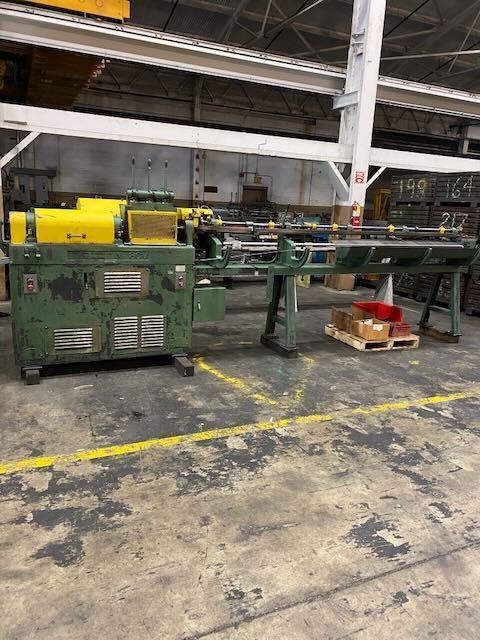 3/8" Lewis #8CV, wire straightener & cut-off machine, 3-1/2"-10' cut0off length, 100-200 FPM