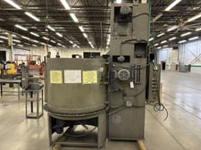 40" DeLong, turn table shot blast machine with elevator, Donaldson dust collector, 460 V.