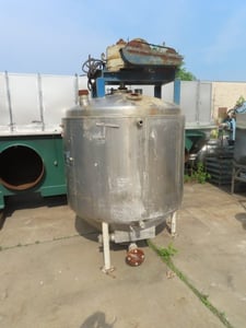 500 gallon Stainless steel agitated mix tank, jacketed, with heater, ribbon agitation, closed dome top
