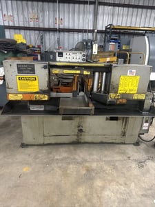 12.75" x 12.75" HEM #H90A-B/F, semi automatic band saw, 220/440 V., 154" x 1" x 0.035" blade, variable speed