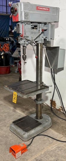 20" Powermatic #1200, heavy duty single spindle drill, 6" stroke, variable speed, #3MT, 22" x19" tbl., 1.5 HP