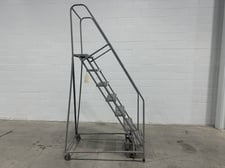 7 Step Cotterman, rolling steel staircase ladder, 450 lb. capacity, 59&deg; ladder incline