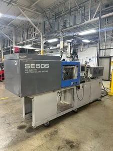 55 Ton, 1.7 oz., Sumitomo #SE50S-C110S, horizontal plastic injection molder, 23.62" daylight, 12.2" x 12.2"