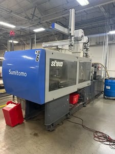 198 Ton, 8.7 oz., Sumitomo #SE180D-C510M, horizontal plastic injection molder, 37.4" daylight, 22.05" x