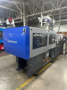 83 Ton, 2.8 oz., Sumitomo #SE75DUZ-C160S, horizontal plastic injection molder, 27.95" daylight, 16.14" x