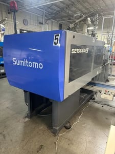 110 Ton, 4.8 oz., Sumitomo #SE100DUZ-C250M, horizontal plastic injection molder, 29.92" daylight, 18.11" x