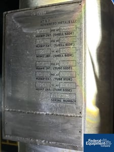 359 sq.ft., 100 psi shell, 100 psi tube, AT &F Advanced Metals, Heat Exchanger, Incoloy 20 tubes, 0.75"