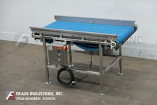 30" wide x 4.1' long, Stainless steel, plastic intralox belt conveyor, vari-speed drive