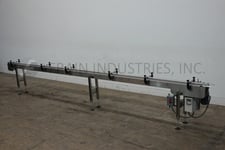 4.5" wide x 19.6' long, BMI, Stainless steel frame belt conveyor, Delrin tabletop product conveyor belt