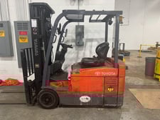3400 lb. Toyota #7FBEU20, Electric Forklift, 24" Load Center, 69"-77.2" length to Forkface, 9.9 mph, 36/48 V