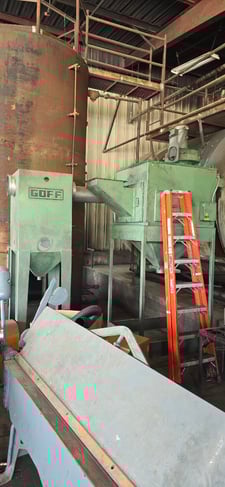 Goff #2036, Spinner Hanger Shot Blasting Machine, 20" Airwash Separator, (2) 20 HP Blast Wheels, (3) Cast