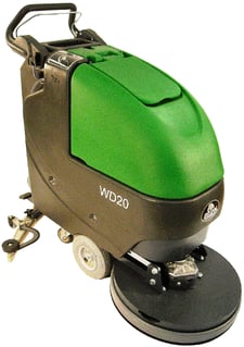 Bulldog #WD20, walk behind floor scrubber, 20" traction drive, battery powered