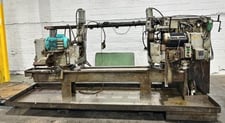 6.25" x 75" Hey #3, double end facing & centering machine, 10 HP, automatic work cycling controls, 1981