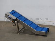 9-3/4" wide x 5.9' long, Powell Systems #PSI-BI10, Stainless steel inclined cleater conveyor