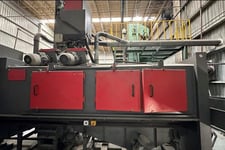 Rosler #RMBD-400/2E, continuous flow thru tumblast machine, dual 15 HP Hurricane direct drive blast wheels