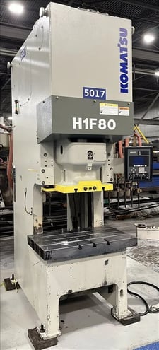88 Ton, Komatsu #H1F-80, single point servo drive gap frame press, 5.12" stroke, 75 SPM, 2006