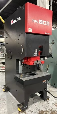 80 Ton, Amada #TPL80SI, single point, Link drive, gap frame press, 5.1" stroke, 17.9"Shut Height, 2000