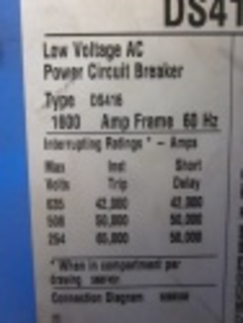 1600 Amps, Cutler-Hammer, DS-416, electrically operated, drawout, #AB1009