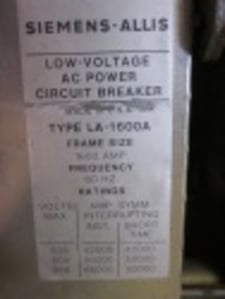 1600 Amps, Siemens-Allis, LA-1600A, manually operated, drawout, #AB2286