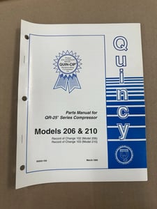 Ome Quincy Parts Manual For Qr-25 Series Models 206/210 Compressors 50197-102