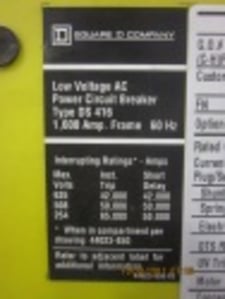 1600 Amps, Square D, DS-416, manually operated, drawout, #AB0598