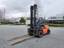 15500 lb. Toyota #7FDU70, propane forklift, 219" lift height, side shift, pneumatic tires, 2012